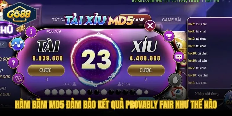 Chuỗi băm 32 ký tự niêm phong kết quả tài xỉu MD5 Go88 trước ván